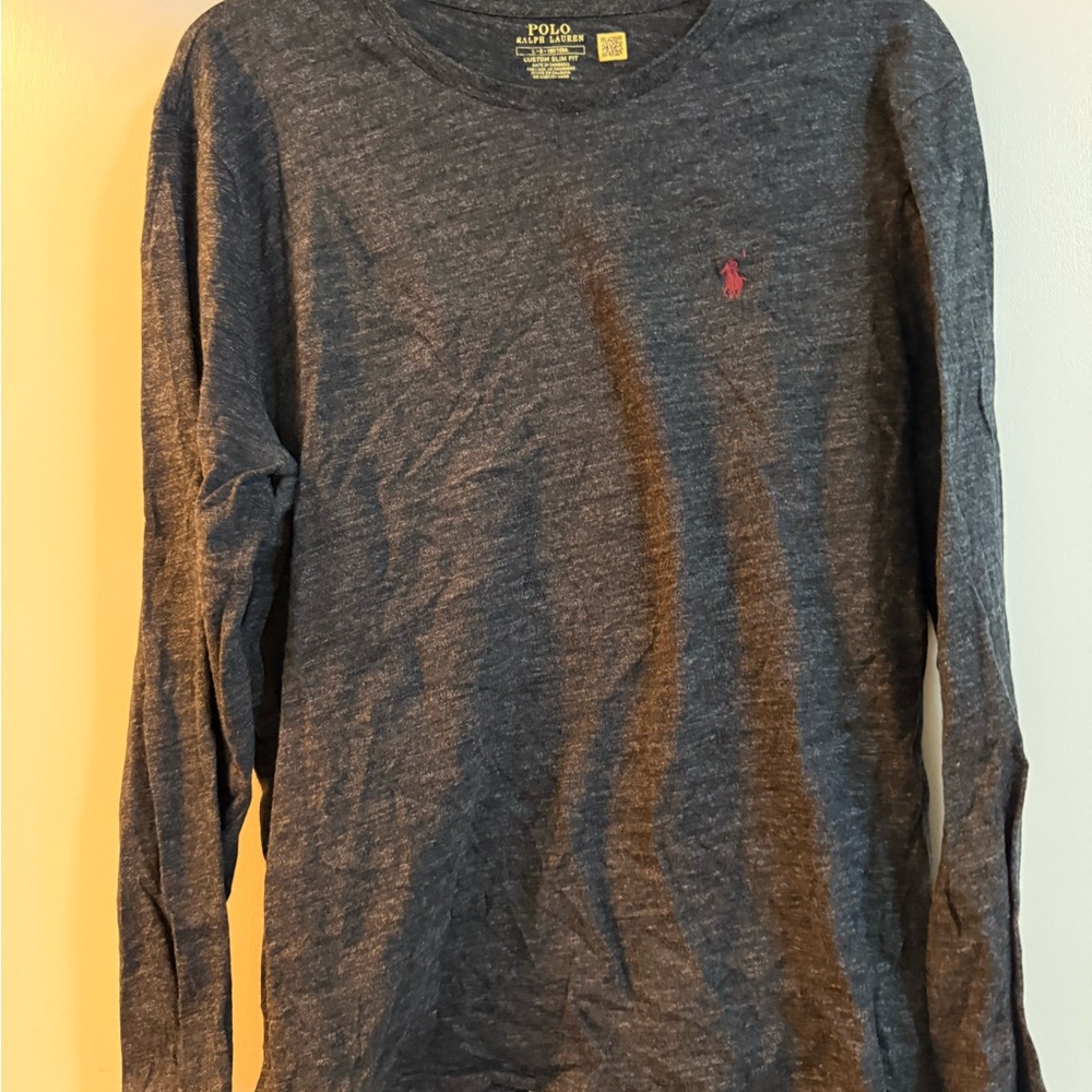 Polo Ralph Lauren Long Sleeve T-Shirt – Custom Slim Fit – Charcoal – Size L